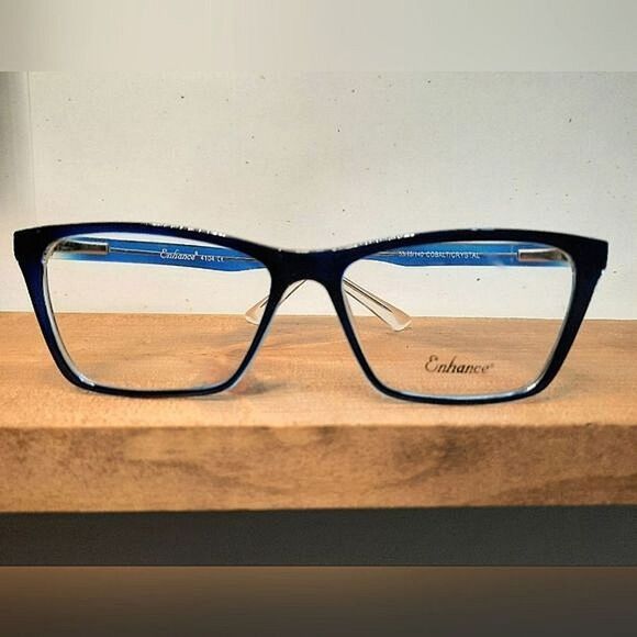 NEW prescription-ready eyeglass frame blue/clear, lightweight glasses, 53-15-140 - Picture 6 of 6